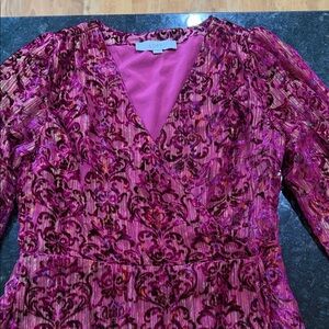 LOFT Fuchsia Velvet Floral Dress